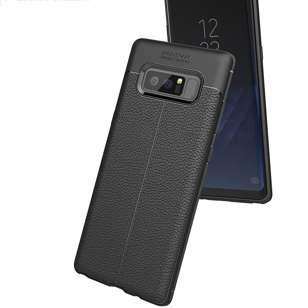 Samsung Galaxy Note 8 Hoesje TPU Met Leren Textuur Zwart afbeelding 3
