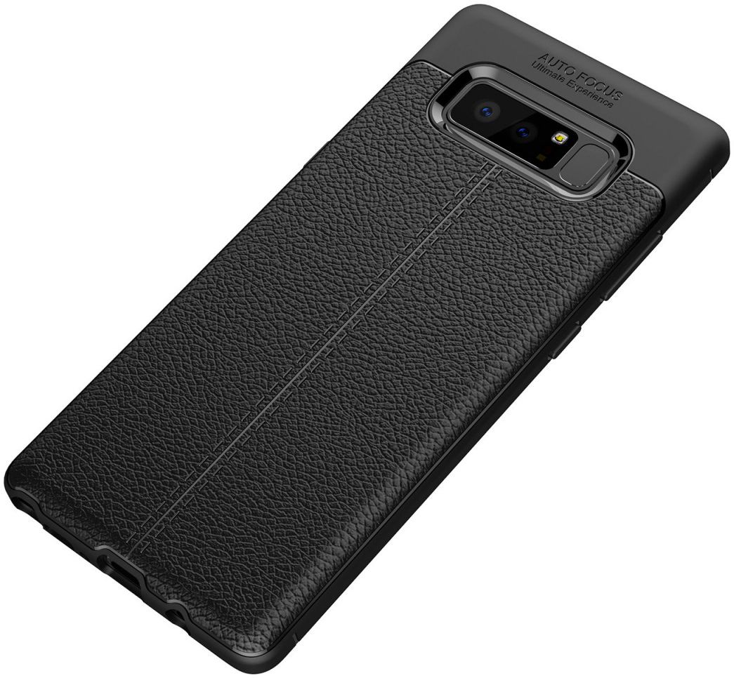 Samsung Galaxy Note 8 Hoesje TPU Met Leren Textuur Zwart afbeelding 4