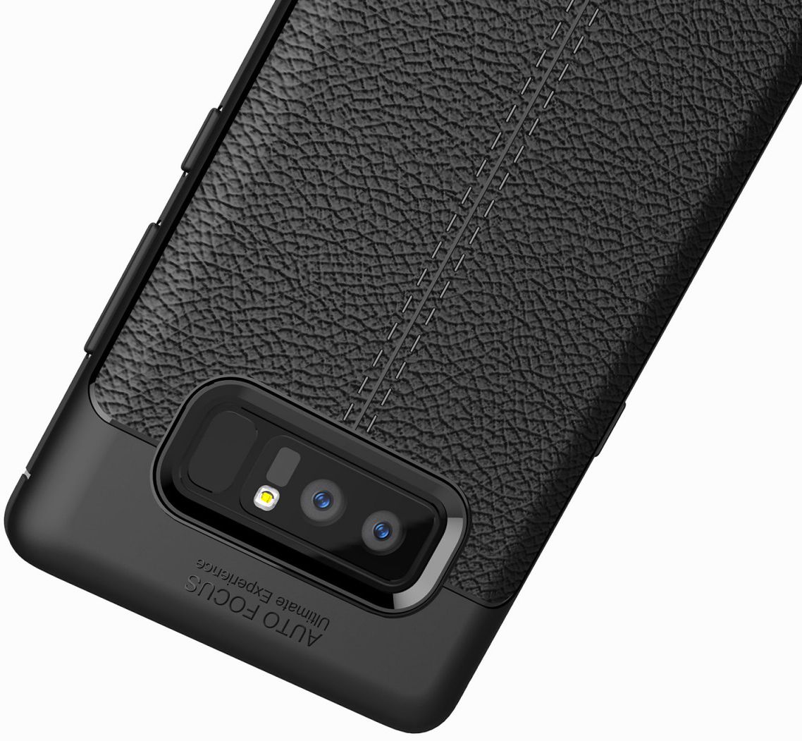 Samsung Galaxy Note 8 Hoesje TPU Met Leren Textuur Zwart afbeelding 6