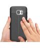 Samsung Galaxy S7 Hoesje Met Leren Textuur Zwart