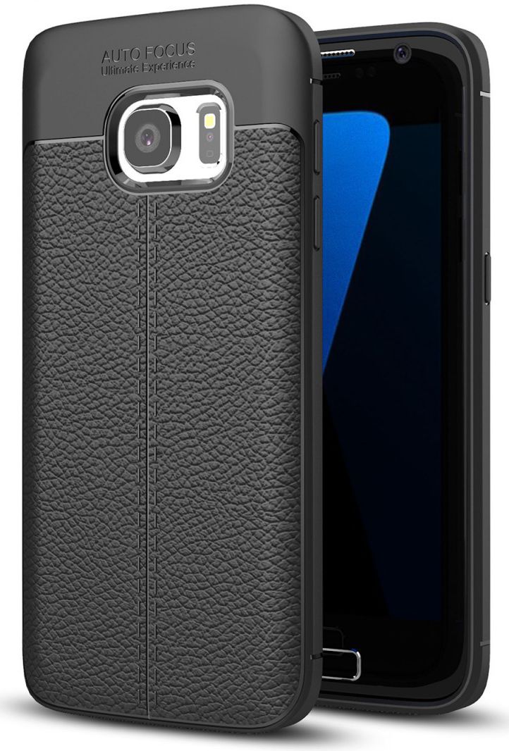 Samsung Galaxy S7 Hoesje Met Leren Textuur Zwart afbeelding 1