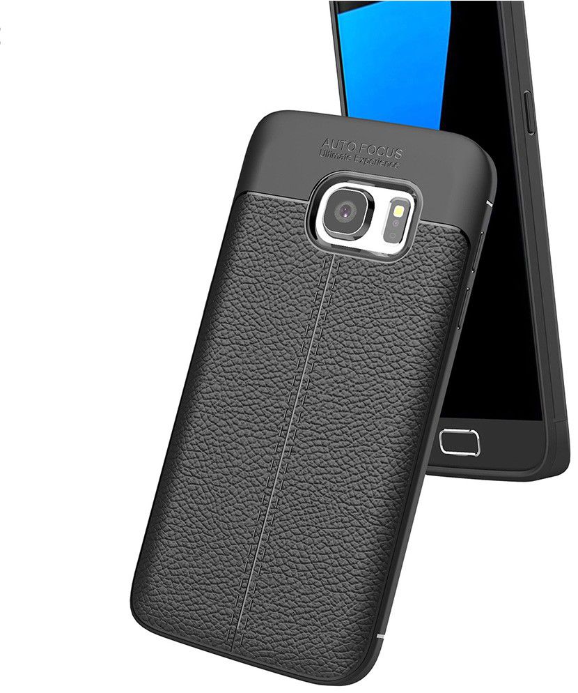 Samsung Galaxy S7 Hoesje Met Leren Textuur Zwart afbeelding 3