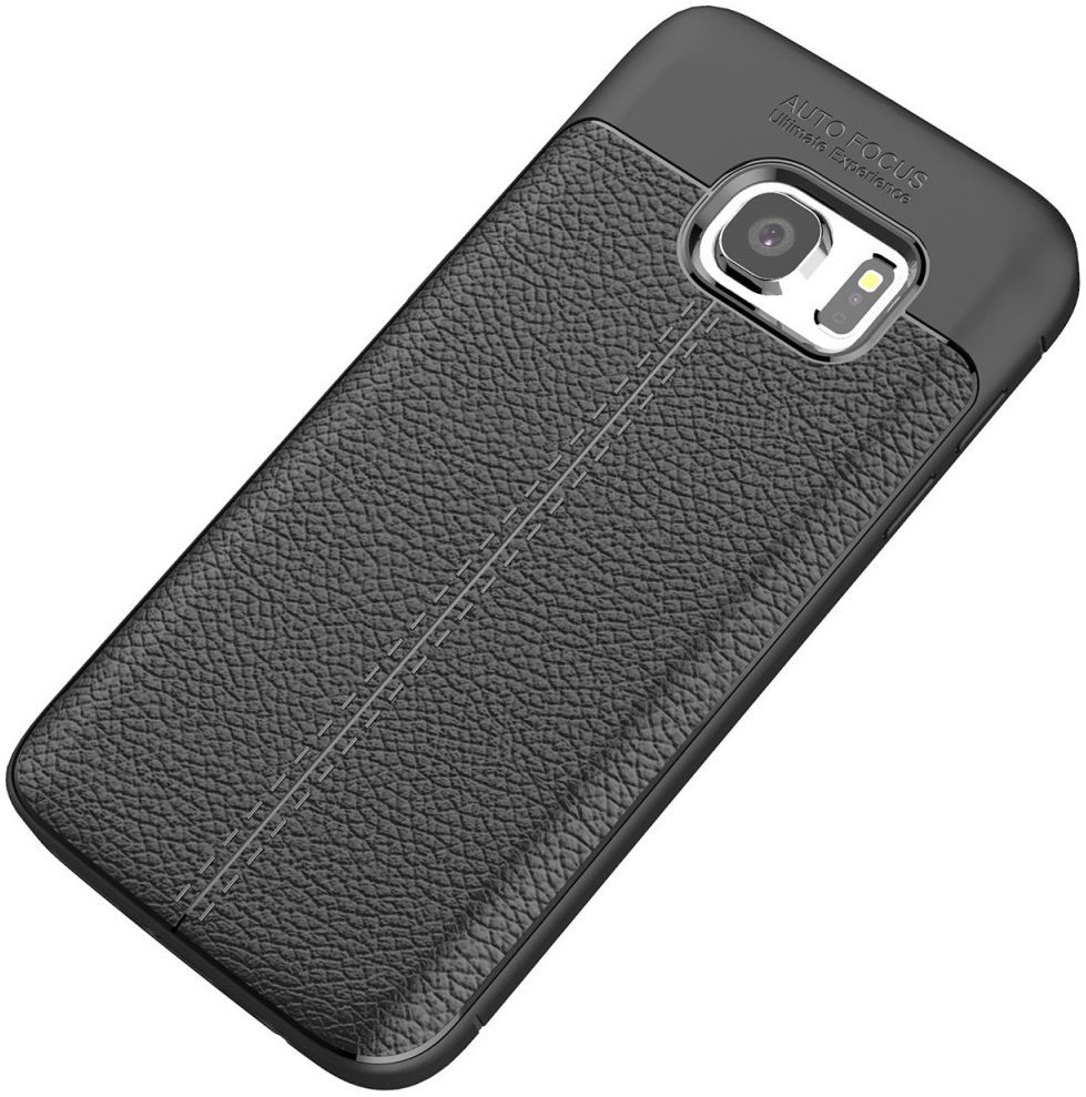 Samsung Galaxy S7 Hoesje Met Leren Textuur Zwart afbeelding 4