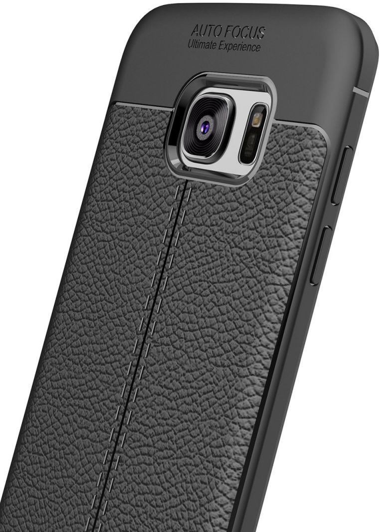 Samsung Galaxy S7 Edge Hoesje TPU Met Leren Textuur Zwart afbeelding 10