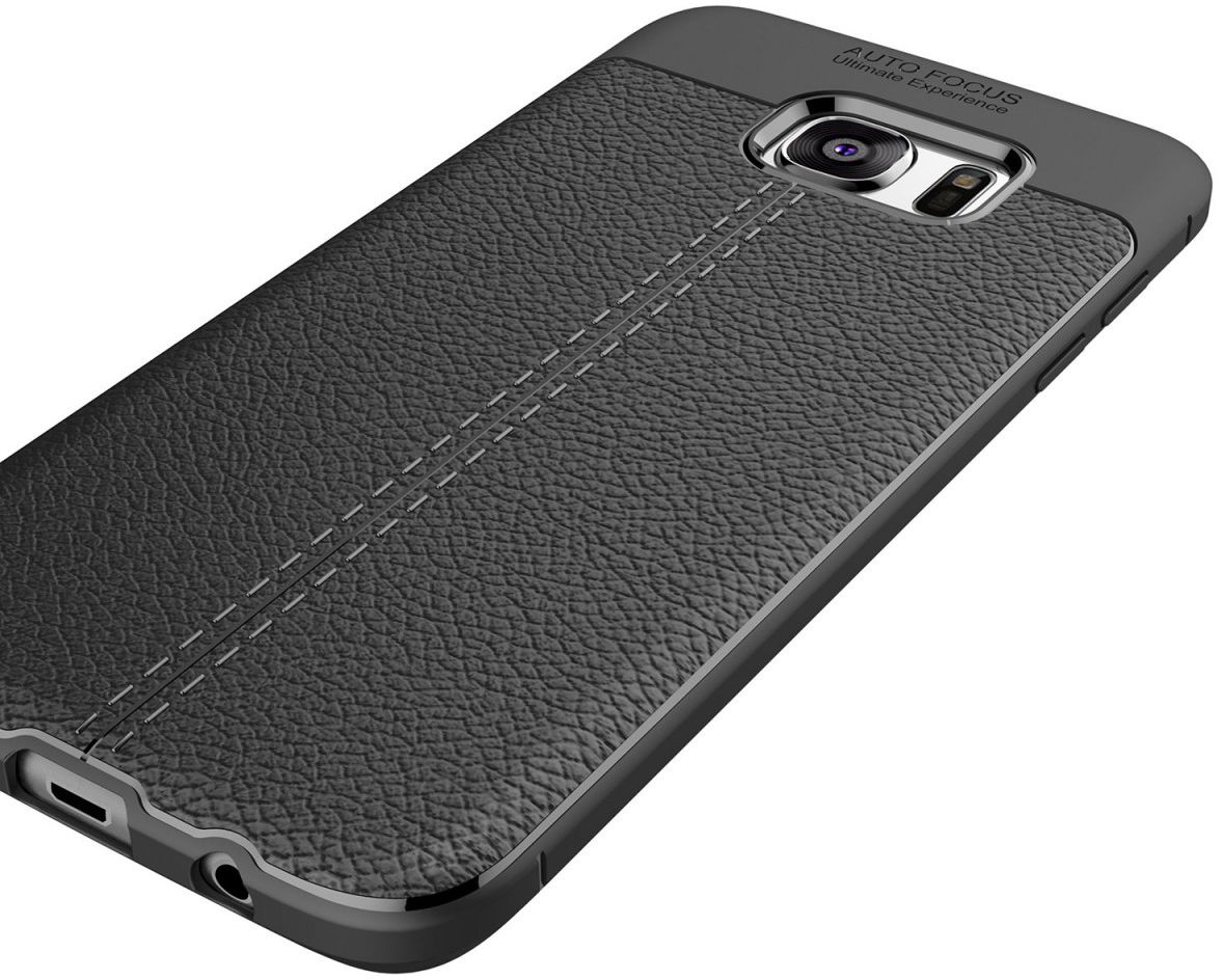 Samsung Galaxy S7 Edge Hoesje TPU Met Leren Textuur Zwart afbeelding 11