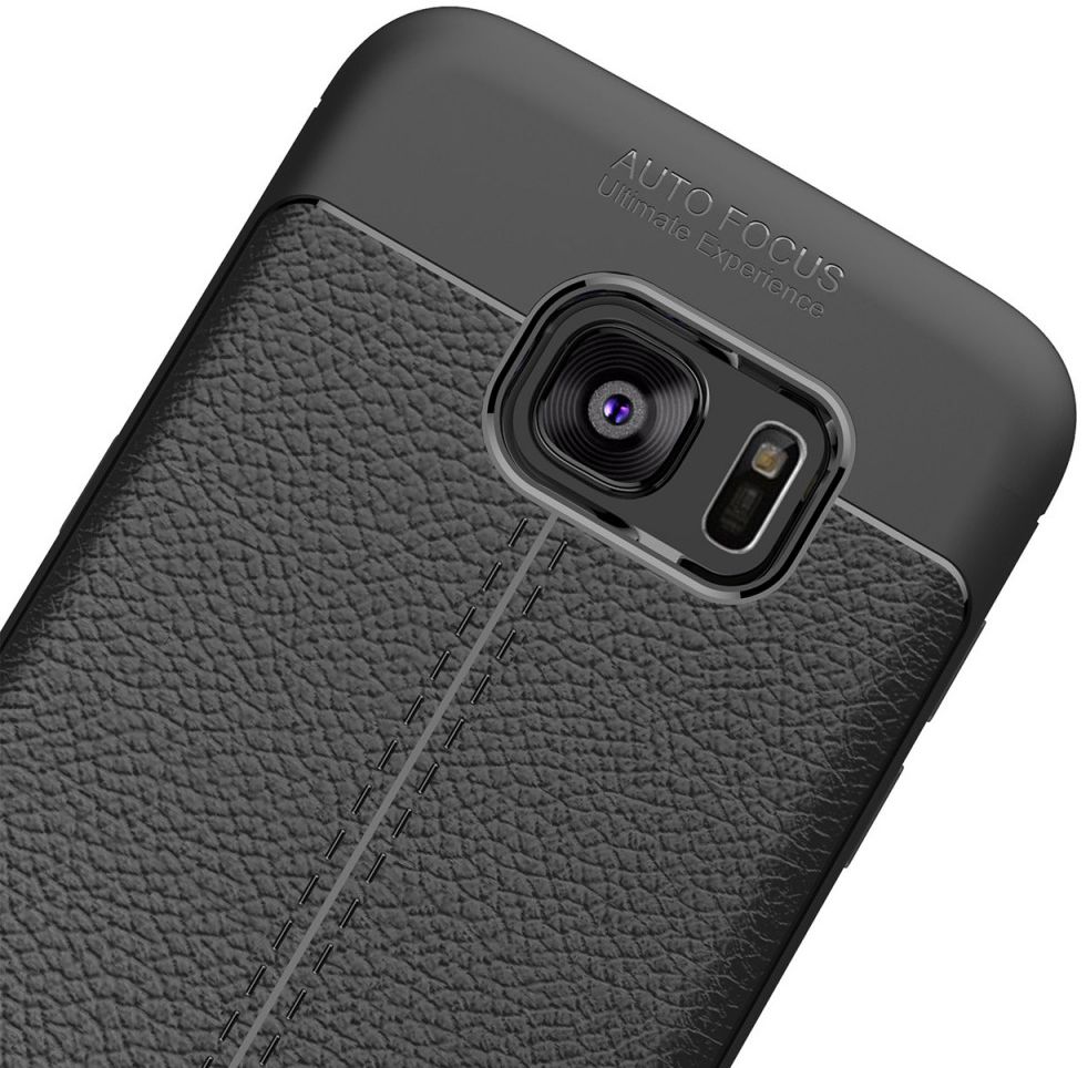 Samsung Galaxy S7 Edge Hoesje TPU Met Leren Textuur Zwart afbeelding 12