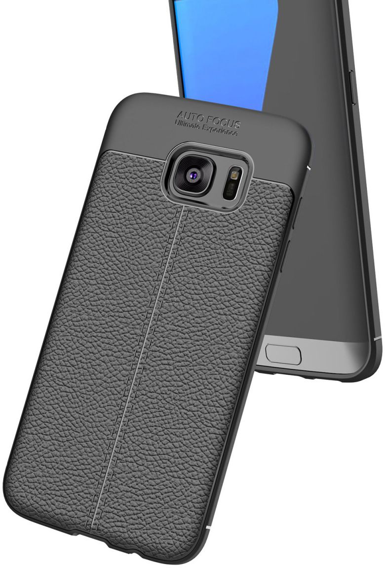 Samsung Galaxy S7 Edge Hoesje TPU Met Leren Textuur Zwart afbeelding 13