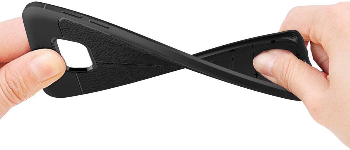 Samsung Galaxy S7 Edge Hoesje TPU Met Leren Textuur Zwart afbeelding 3