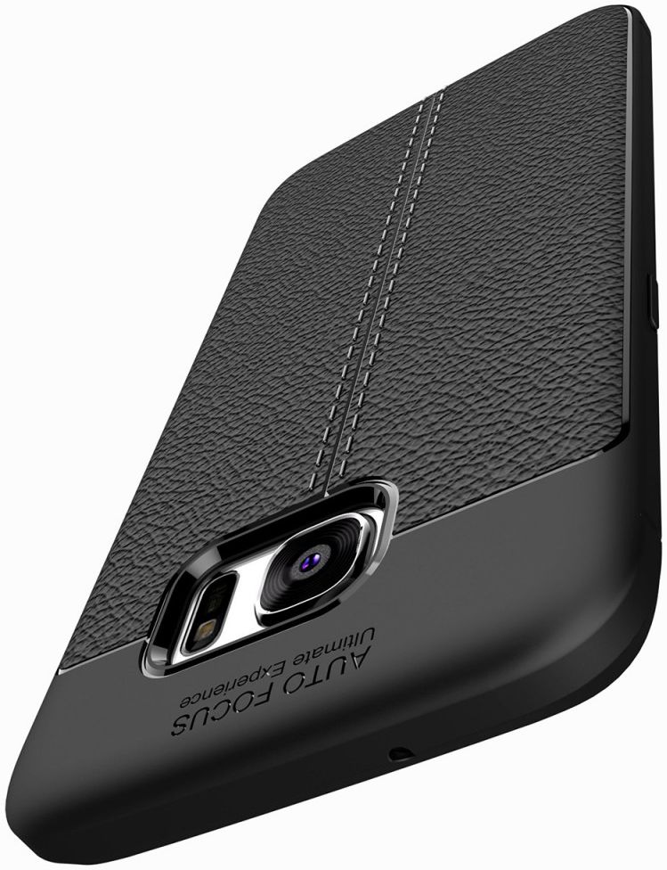 Samsung Galaxy S7 Edge Hoesje TPU Met Leren Textuur Zwart afbeelding 5