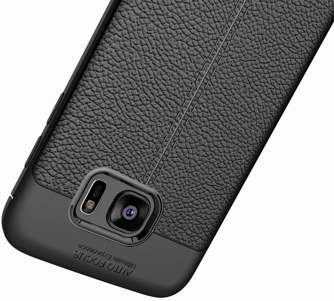 Samsung Galaxy S7 Edge Hoesje TPU Met Leren Textuur Zwart afbeelding 6