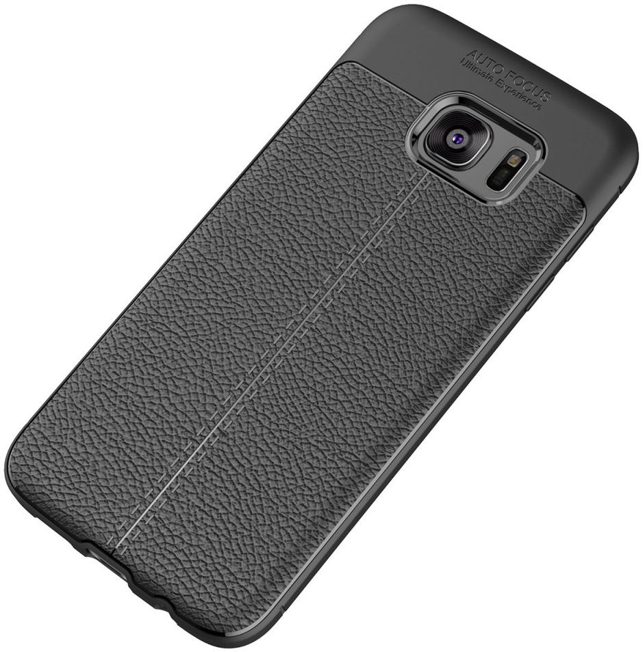Samsung Galaxy S7 Edge Hoesje TPU Met Leren Textuur Zwart afbeelding 7