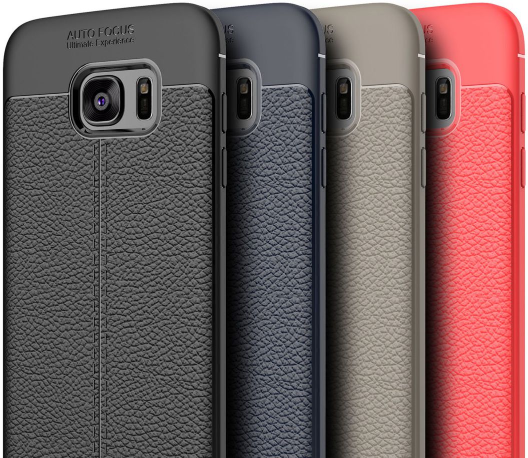 Samsung Galaxy S7 Edge Hoesje TPU Met Leren Textuur Zwart afbeelding 8