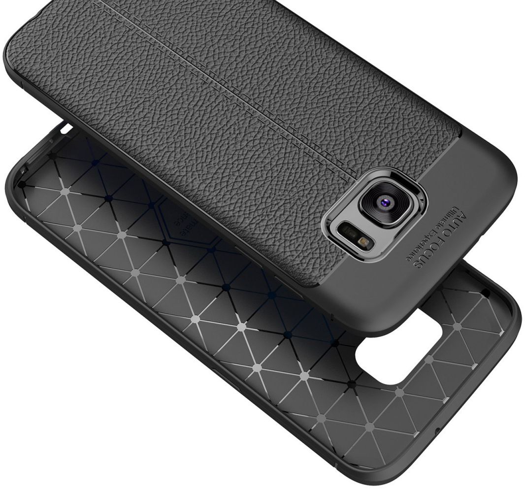 Samsung Galaxy S7 Edge Hoesje TPU Met Leren Textuur Zwart afbeelding 9