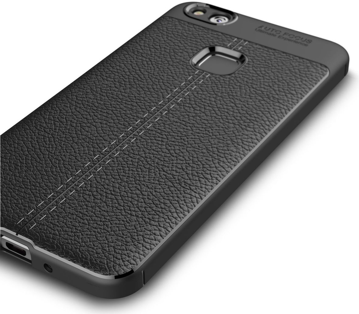 Huawei P10 Lite Hoesje TPU Met Leren Textuur Zwart afbeelding 10
