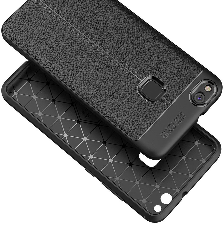 Huawei P10 Lite Hoesje TPU Met Leren Textuur Zwart afbeelding 11