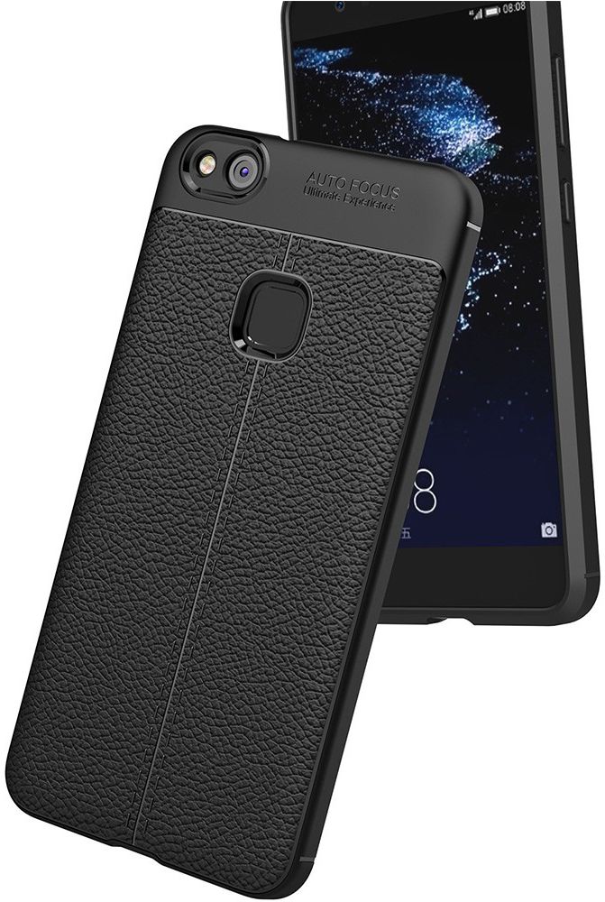 Huawei P10 Lite Hoesje TPU Met Leren Textuur Zwart afbeelding 3