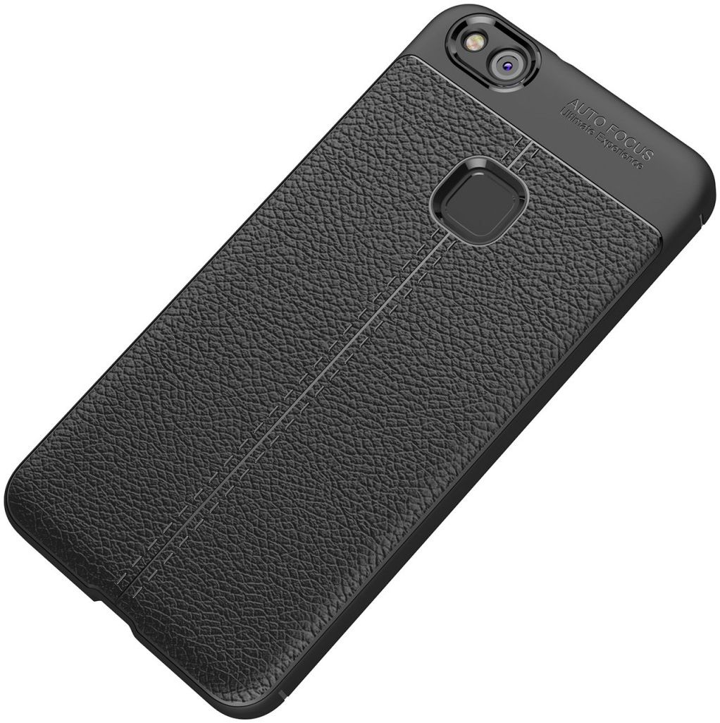 Huawei P10 Lite Hoesje TPU Met Leren Textuur Zwart afbeelding 5