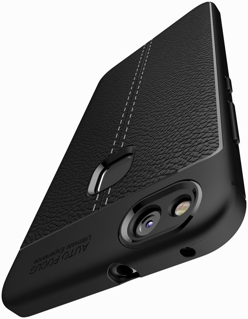 Huawei P10 Lite Hoesje TPU Met Leren Textuur Zwart afbeelding 7