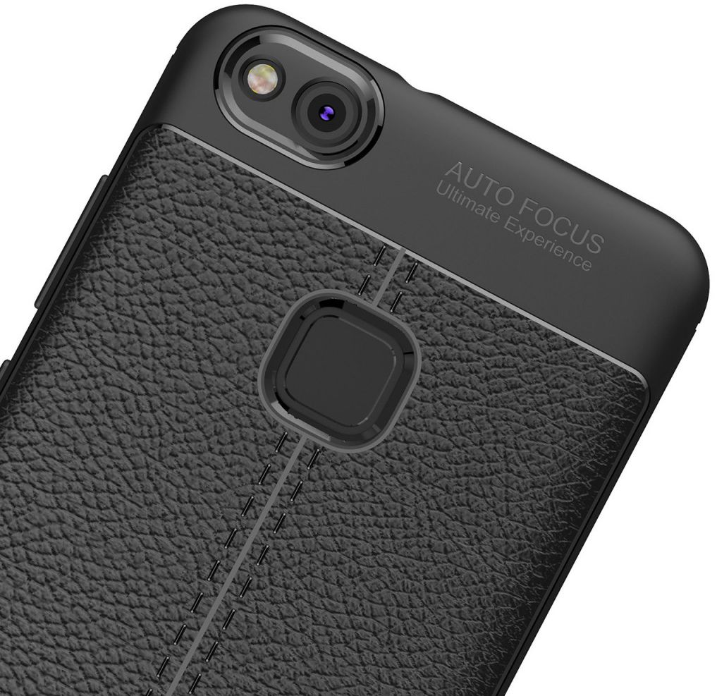 Huawei P10 Lite Hoesje TPU Met Leren Textuur Zwart afbeelding 9