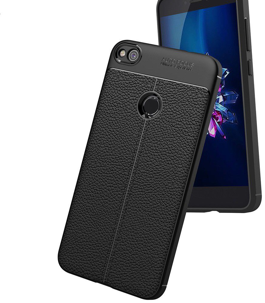 Huawei P8 Lite (2017) Hoesje TPU Met Leren Textuur Zwart afbeelding 3