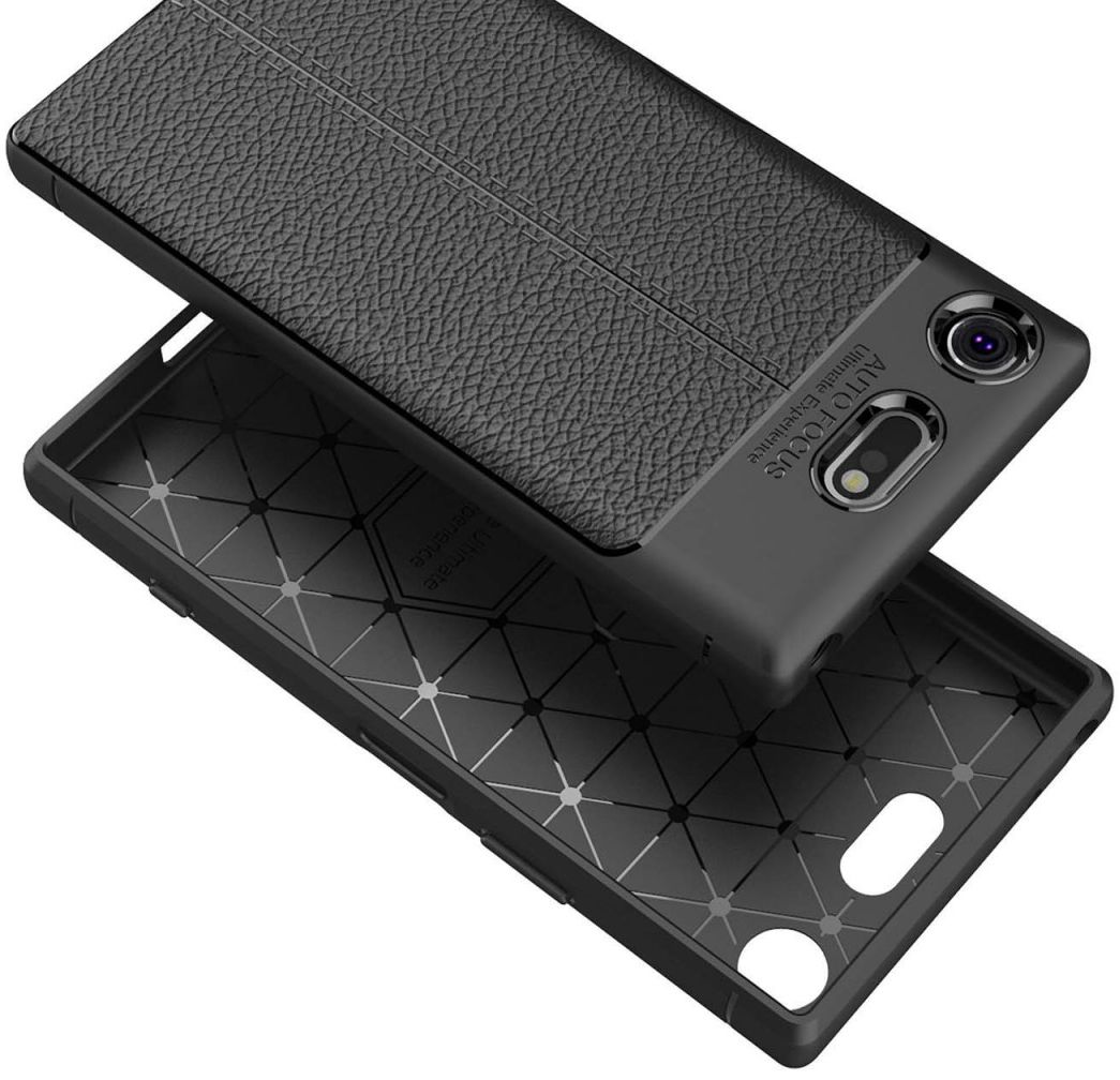 Sony Xperia XZ1 Compact Hoesje TPU Met Leren Textuur afbeelding 2