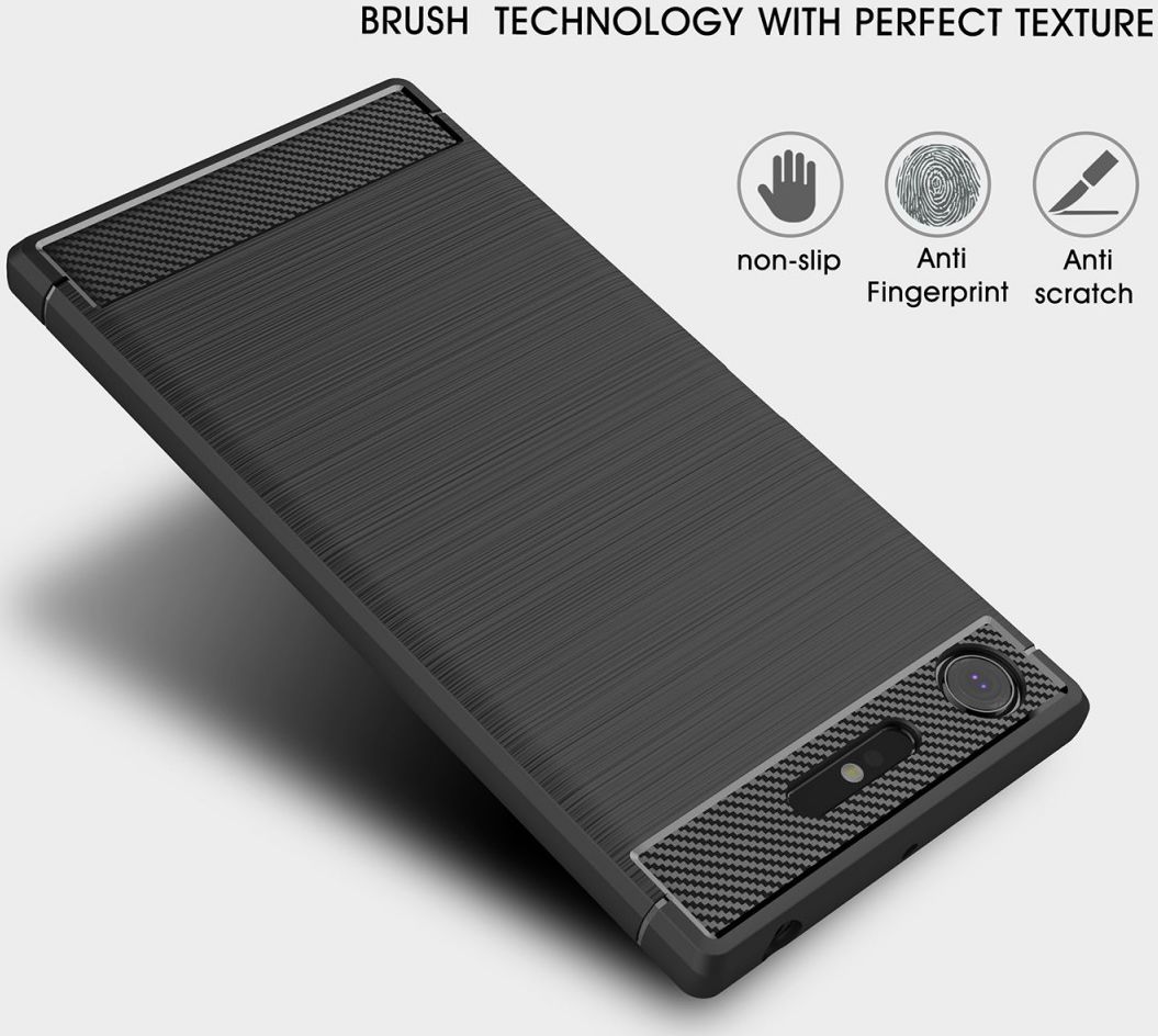 Sony Xperia XZ1 Geborsteld TPU Hoesje Zwart afbeelding 7