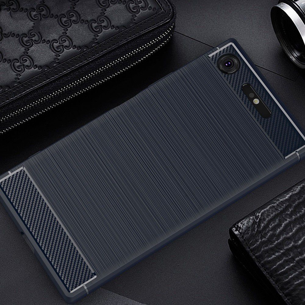 Sony Xperia XZ1 Geborsteld TPU Hoesje Blauw afbeelding 2