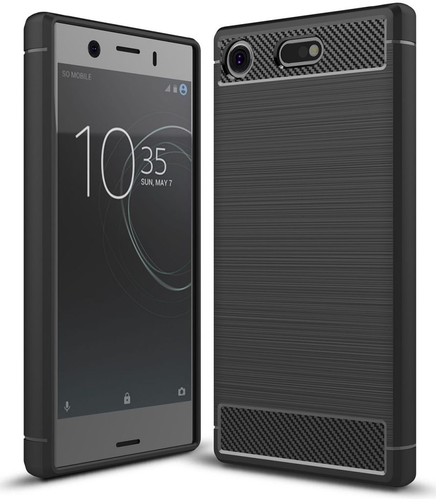 Sony Xperia XZ1 Compact Geborsteld TPU Hoesje Zwart afbeelding 1