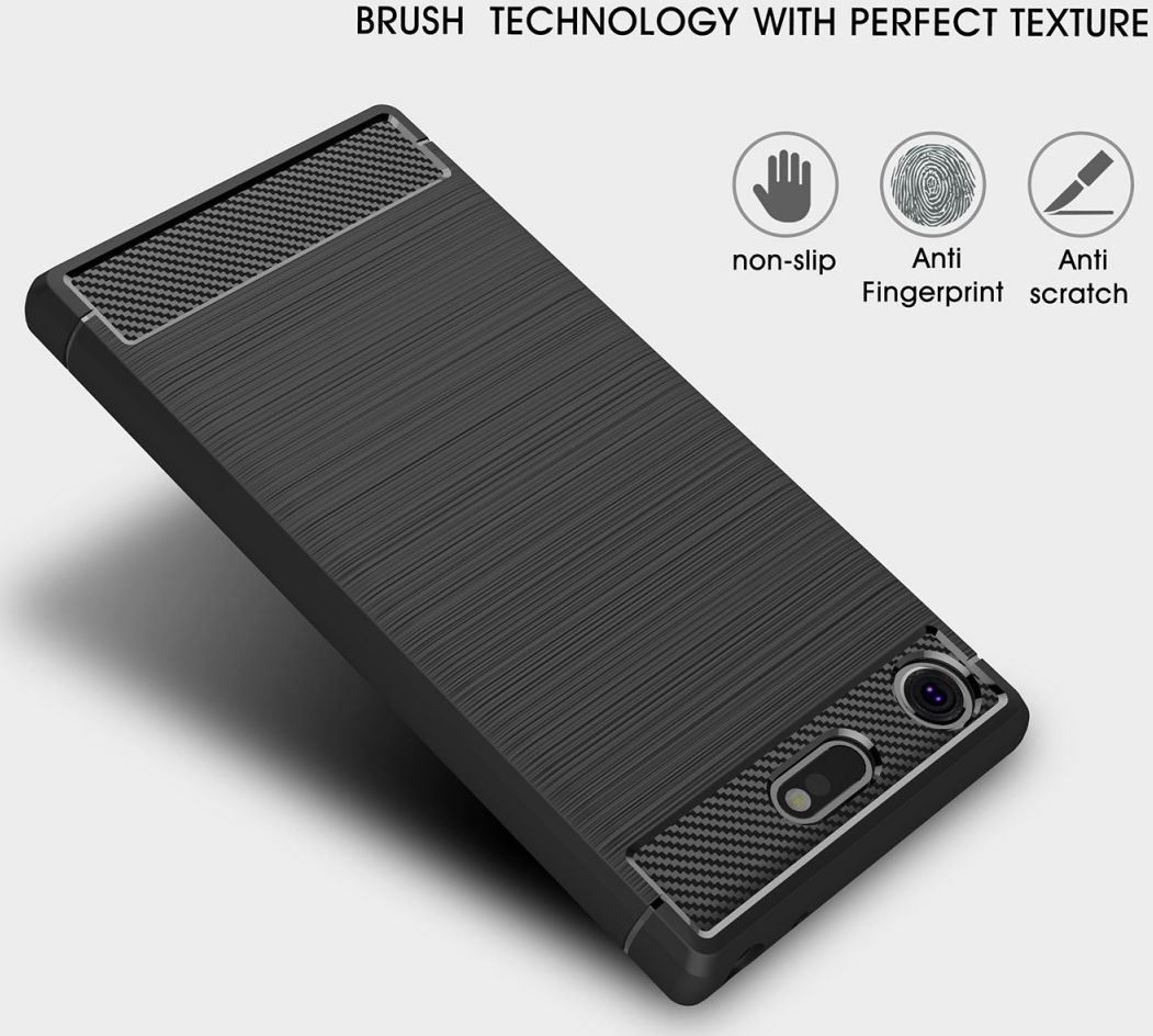 Sony Xperia XZ1 Compact Geborsteld TPU Hoesje Zwart afbeelding 2