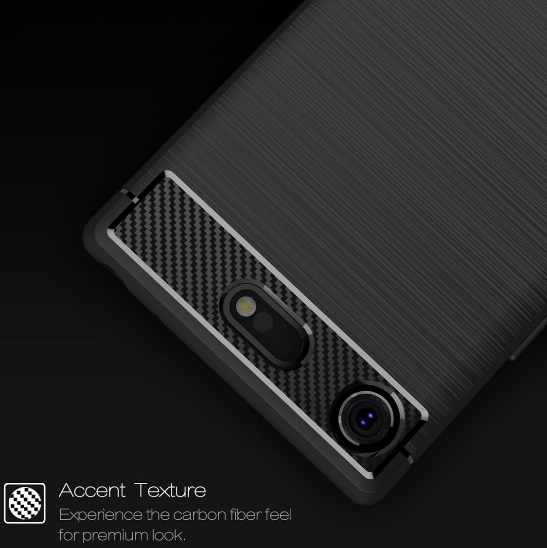 Sony Xperia XZ1 Compact Geborsteld TPU Hoesje Zwart afbeelding 4