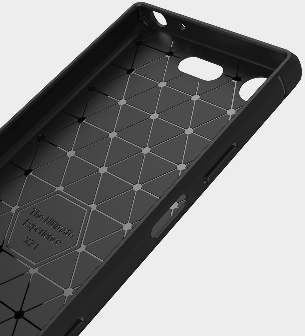 Sony Xperia XZ1 Compact Geborsteld TPU Hoesje Zwart afbeelding 5