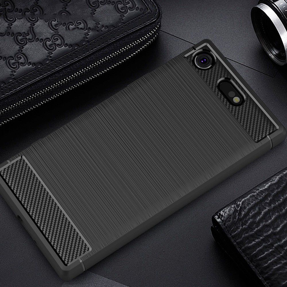 Sony Xperia XZ1 Compact Geborsteld TPU Hoesje Zwart afbeelding 10