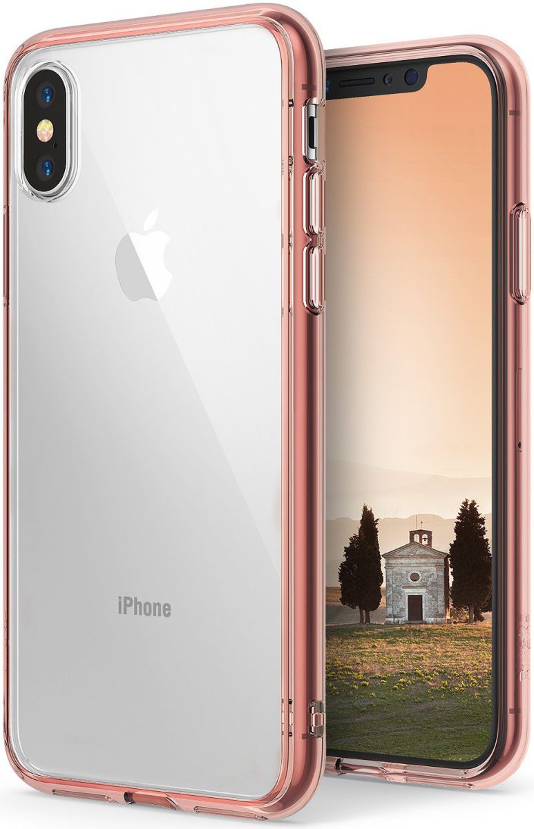 Ringke Fusion iPhone X Hoesje Doorzichtig Roze Goud afbeelding 1