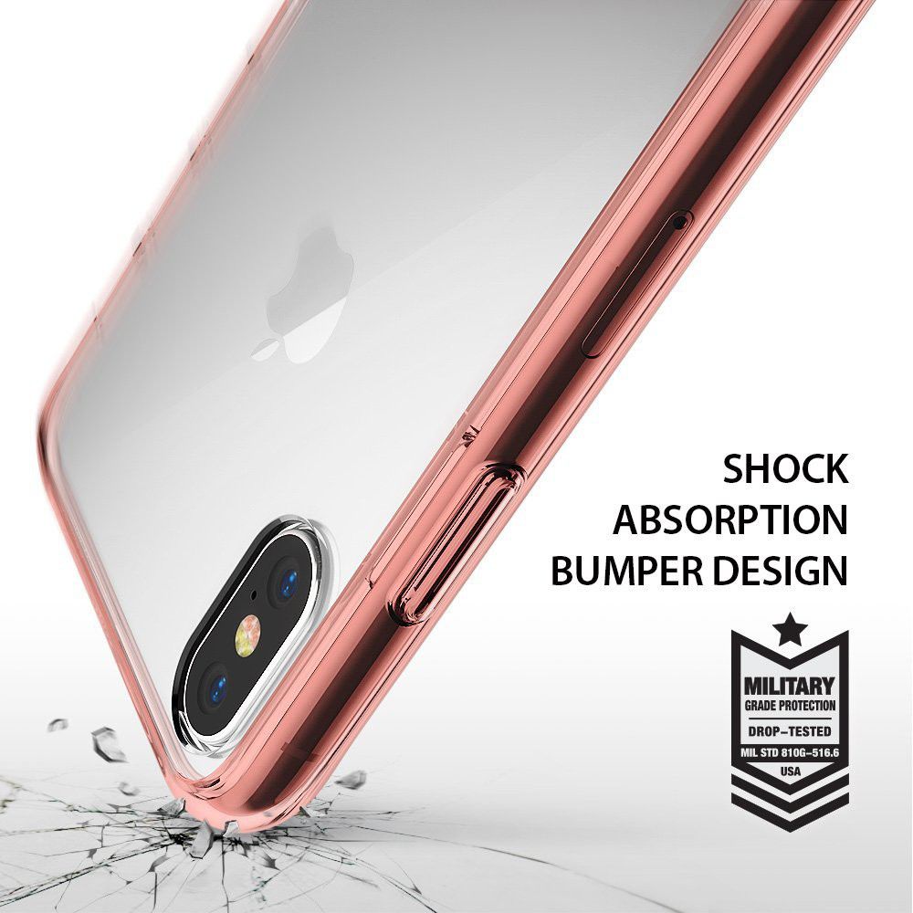 Ringke Fusion iPhone X Hoesje Doorzichtig Roze Goud afbeelding 5