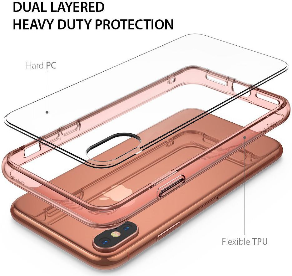 Ringke Fusion iPhone X Hoesje Doorzichtig Roze Goud afbeelding 8