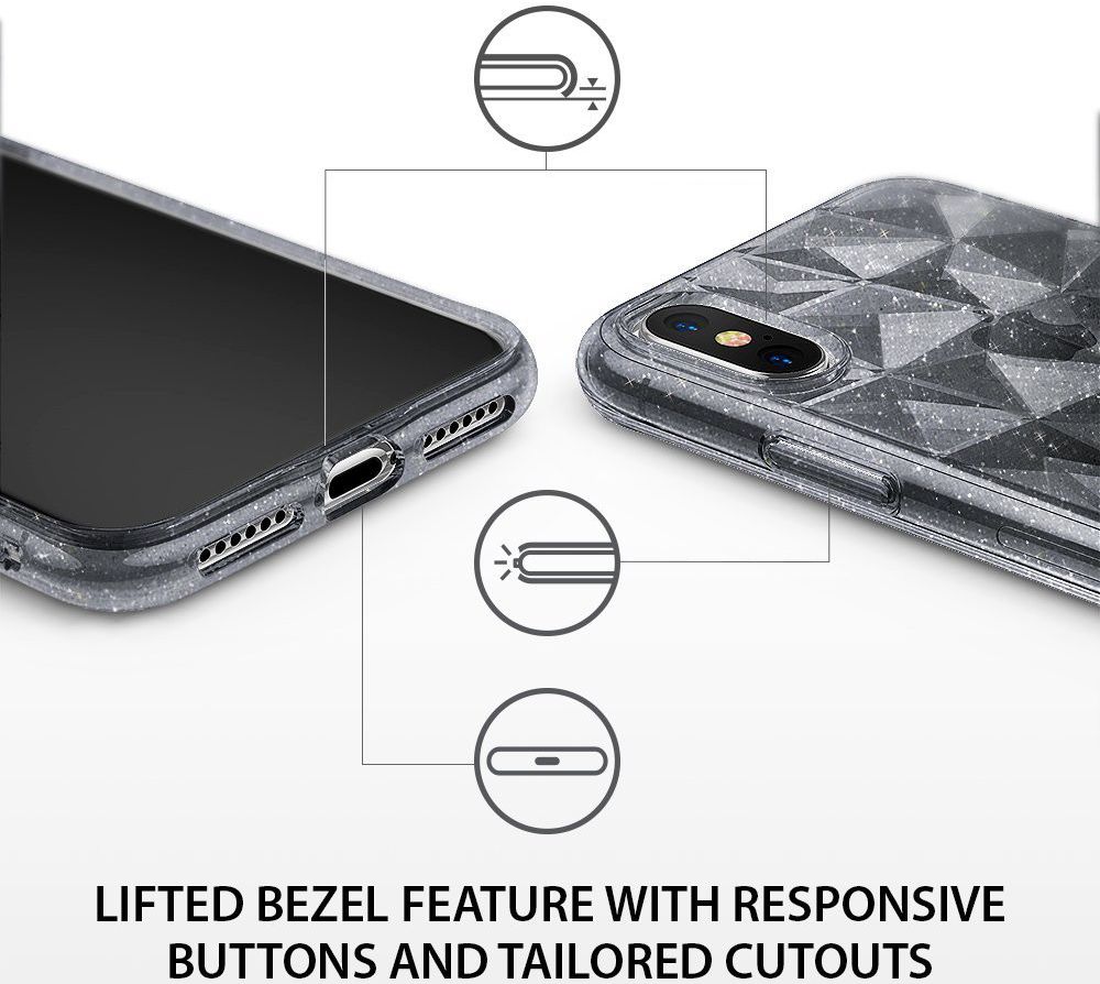 Ringke Air Prism Apple iPhone X Hoesje Glitter Grijs afbeelding 2