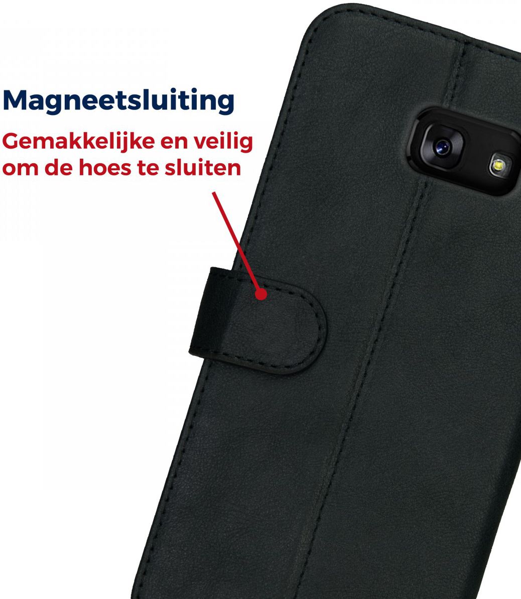 Rosso Deluxe Samsung Galaxy A5 2017 Hoesje Echt Leer Book Case Zwart afbeelding 10