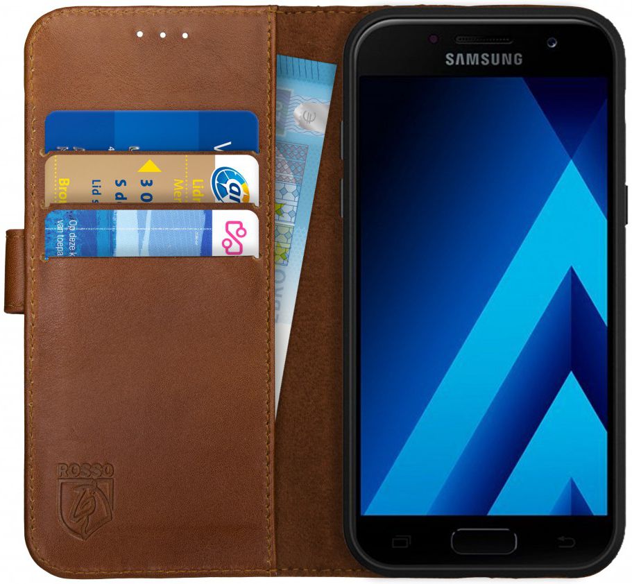 Rosso Deluxe Samsung Galaxy A5 2017 Hoesje Echt Leer Book Case Bruin afbeelding 1