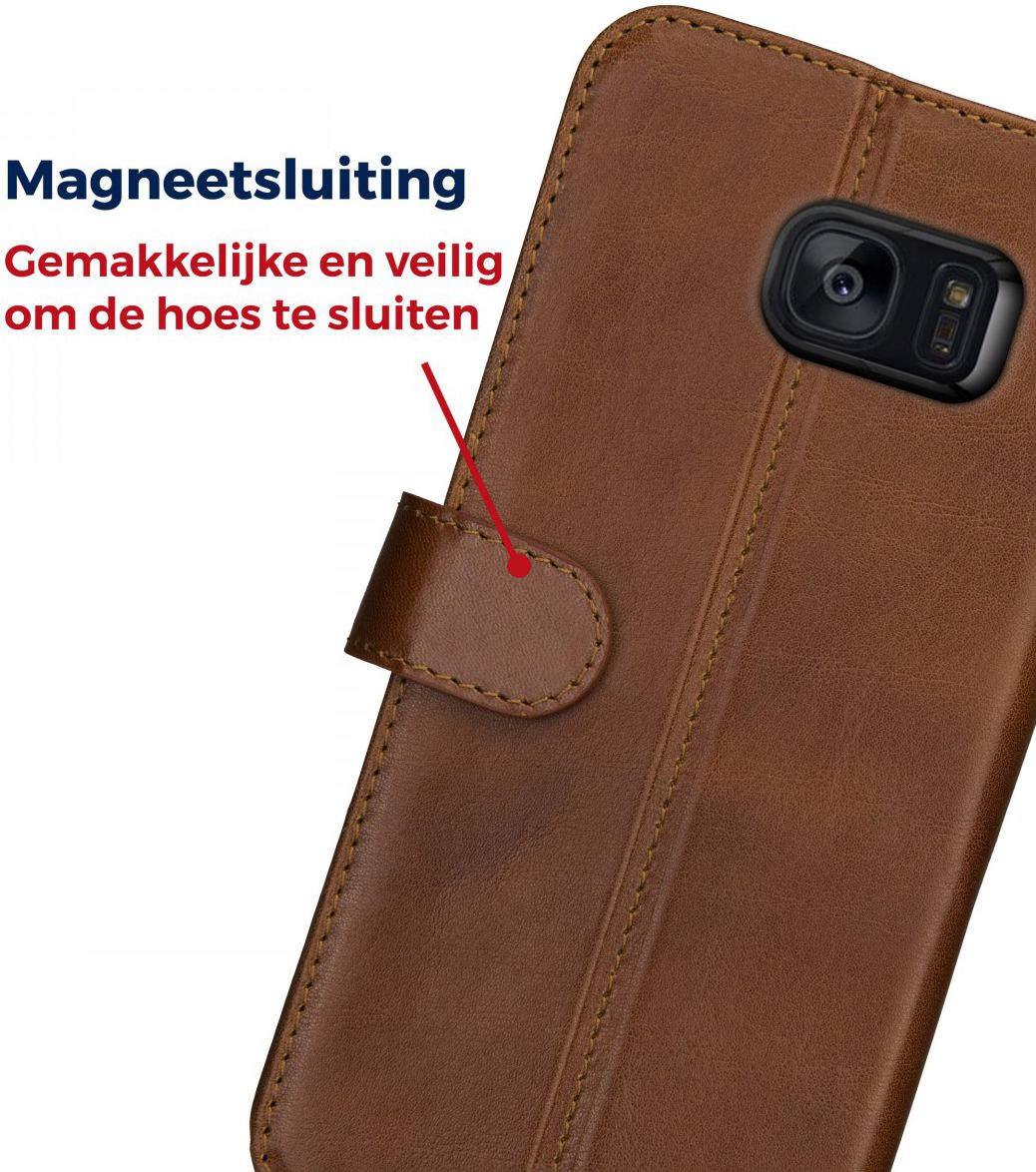 Rosso Deluxe Samsung Galaxy S7 Edge Hoesje Echt Leer Book Case Bruin afbeelding 9