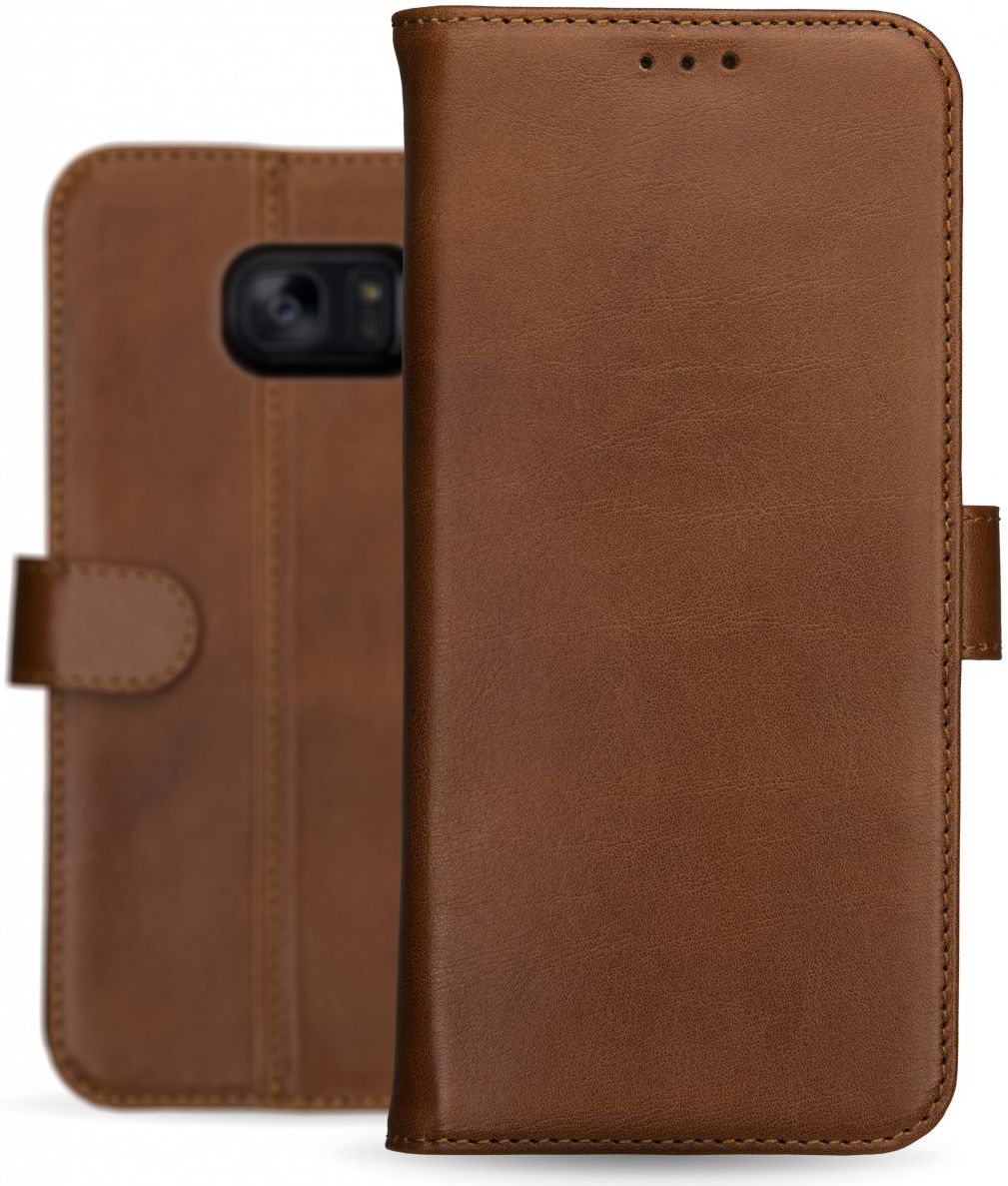 Rosso Deluxe Samsung Galaxy S7 Edge Hoesje Echt Leer Book Case Bruin afbeelding 13