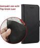 Rosso Deluxe LG Q6 Hoesje Echt Leer Book Case Zwart