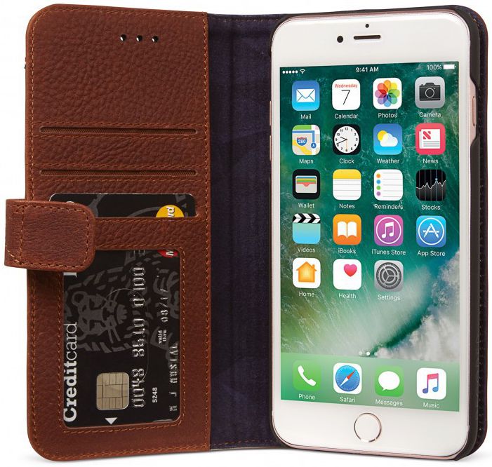 Decoded 2-in-1 Leren Portemonnee Hoesje iPhone 8 / 7 Plus Bruin afbeelding 1