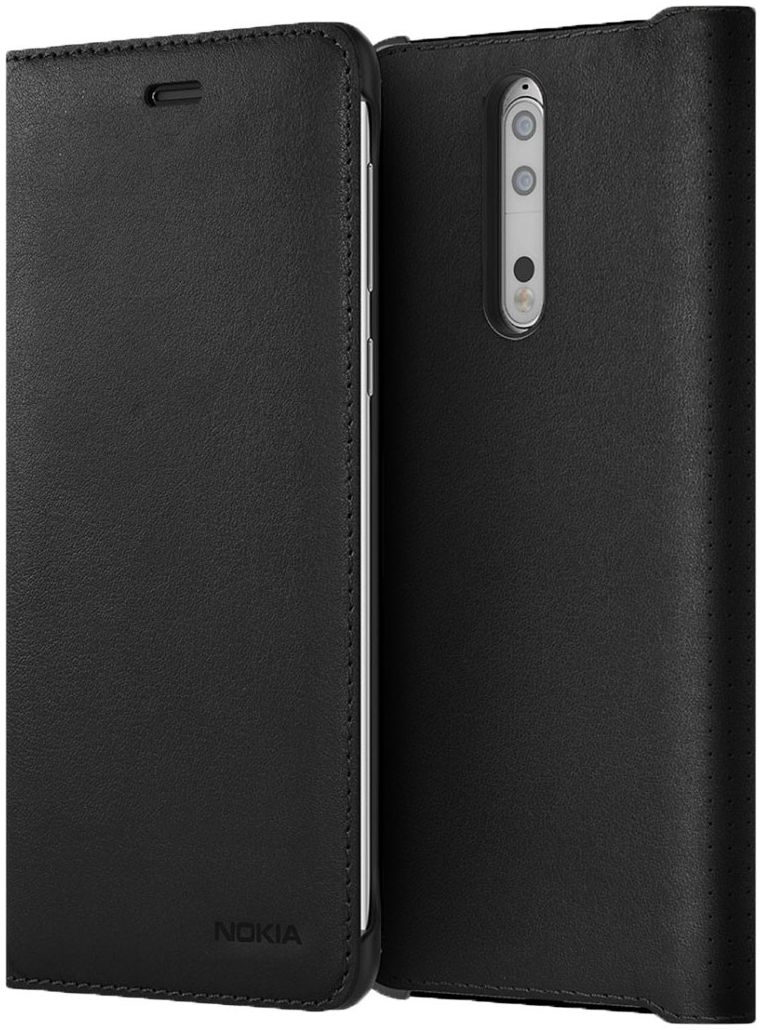 Originele Nokia 8 CP-801 Lederen Flip Case Zwart afbeelding 1