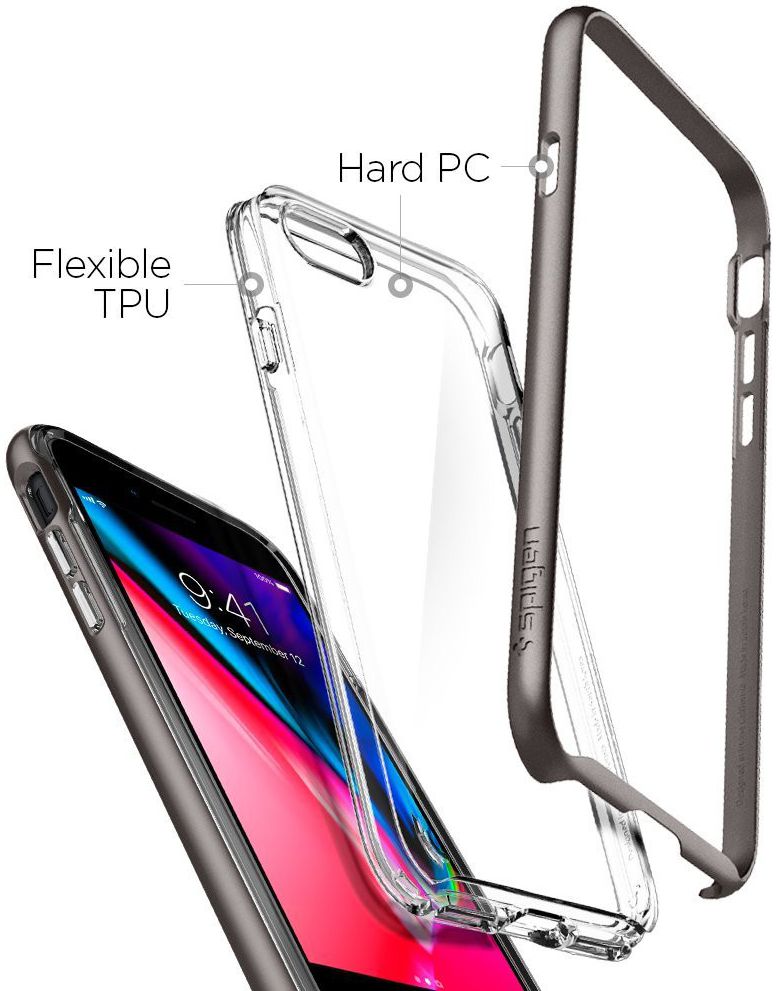 Spigen Neo Hybrid Crystal Second Case iPhone 8 Gunmetal afbeelding 9