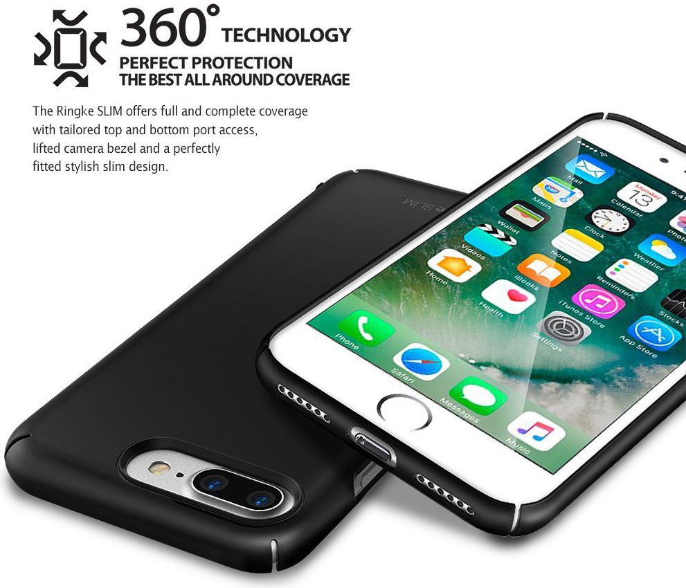 Ringke Slim Apple iPhone 7 Plus / 8 Plus ultra dun hoesje Gloss Black afbeelding 2