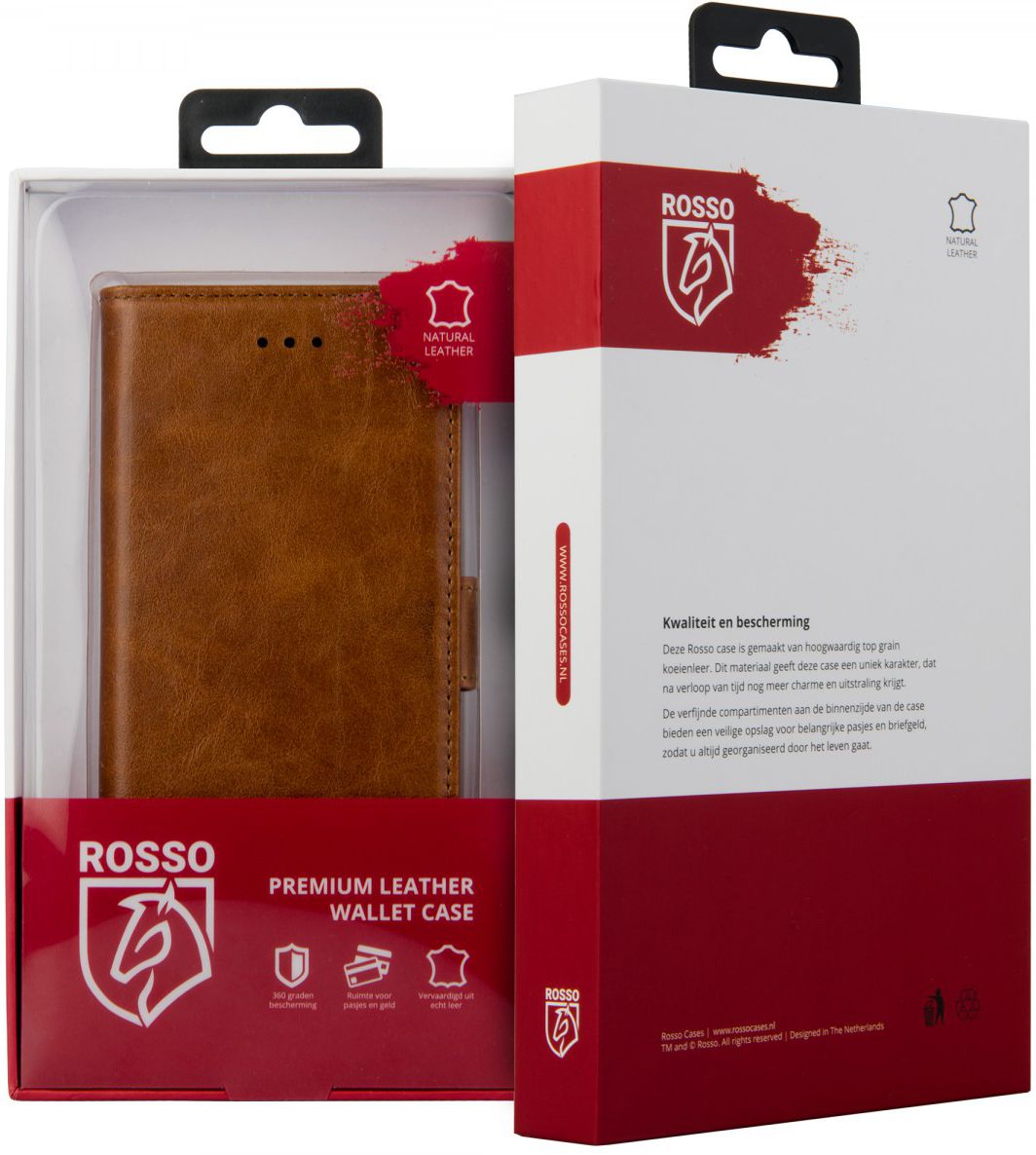 Rosso Deluxe Sony Xperia XZ1 Compact Hoesje Echt Leer Book Case Bruin afbeelding 6