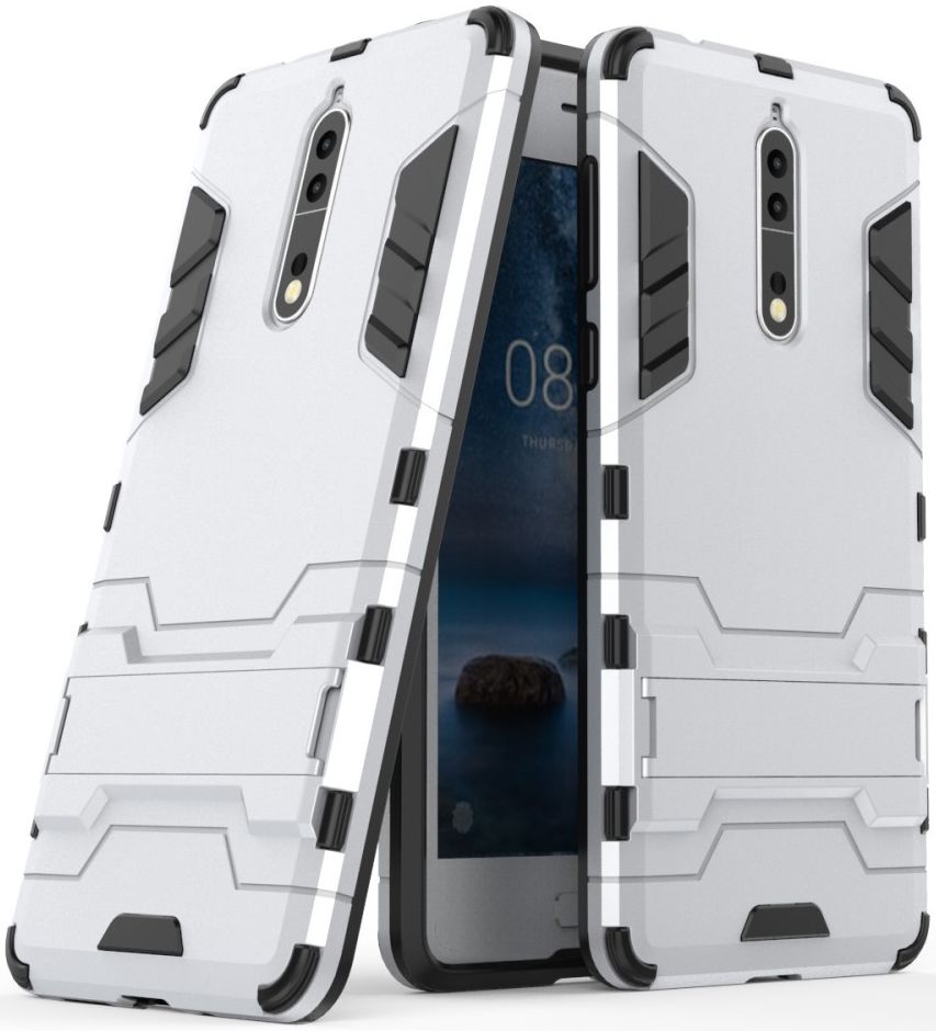 Hybride Nokia 8 Hoesje Zilver afbeelding 2