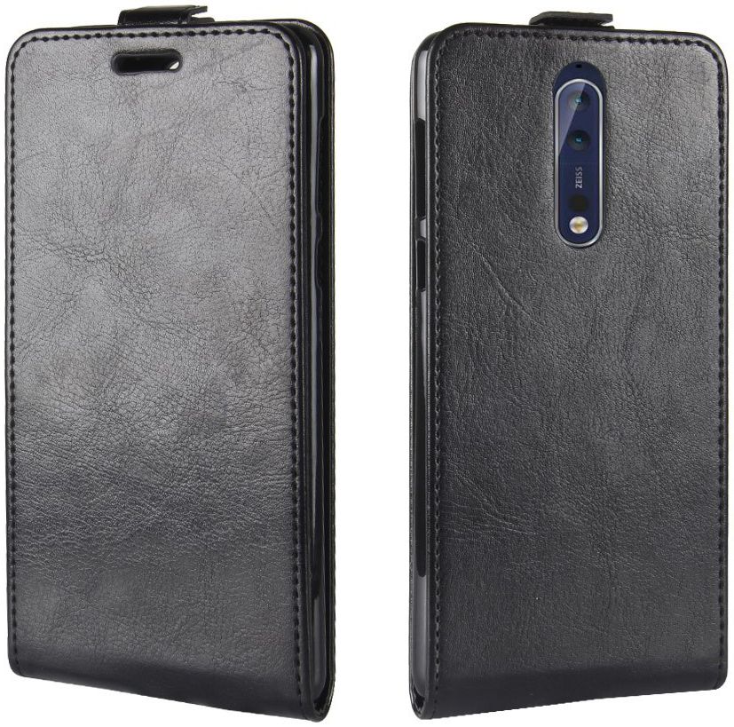 Nokia 8 Flip Hoesje Verticaal Zwart afbeelding 4