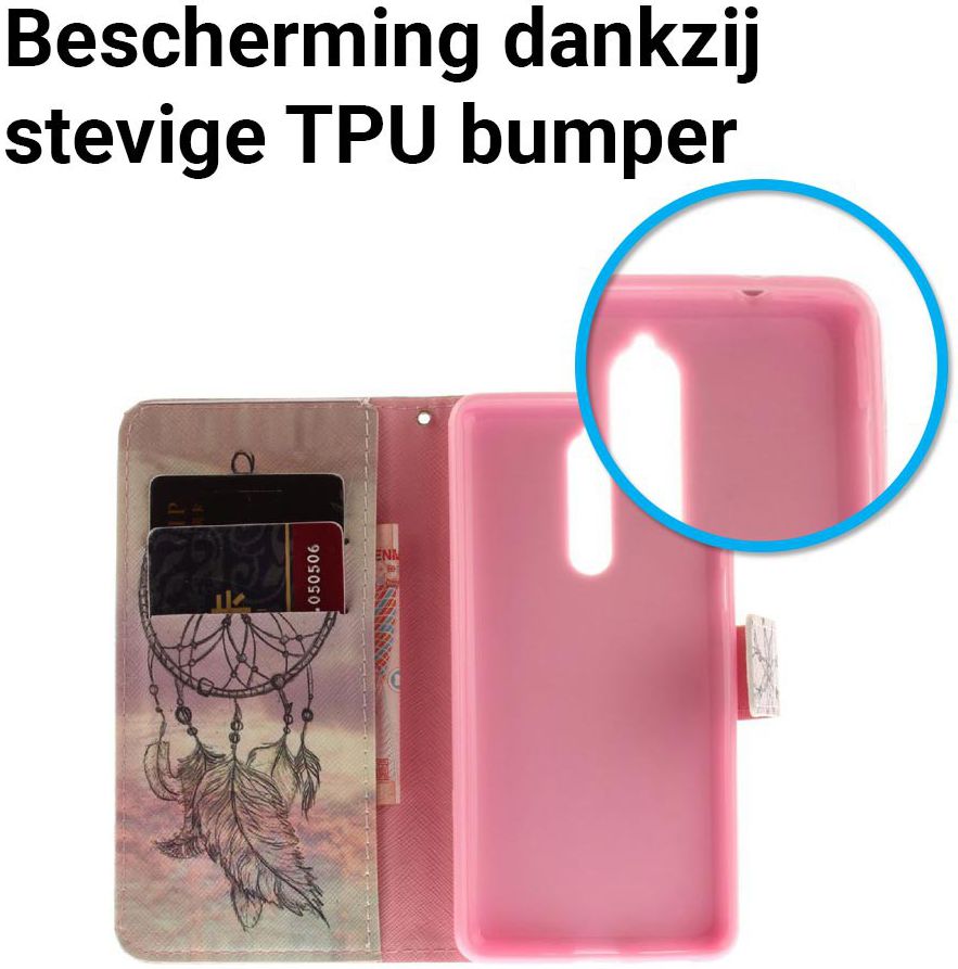 Nokia 8 Portemonnee Hoesje met Print Dromenvanger afbeelding 5