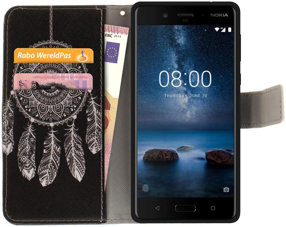 Nokia 8 Portemonnee Hoesje met Print Donkere Dromenvanger afbeelding 2